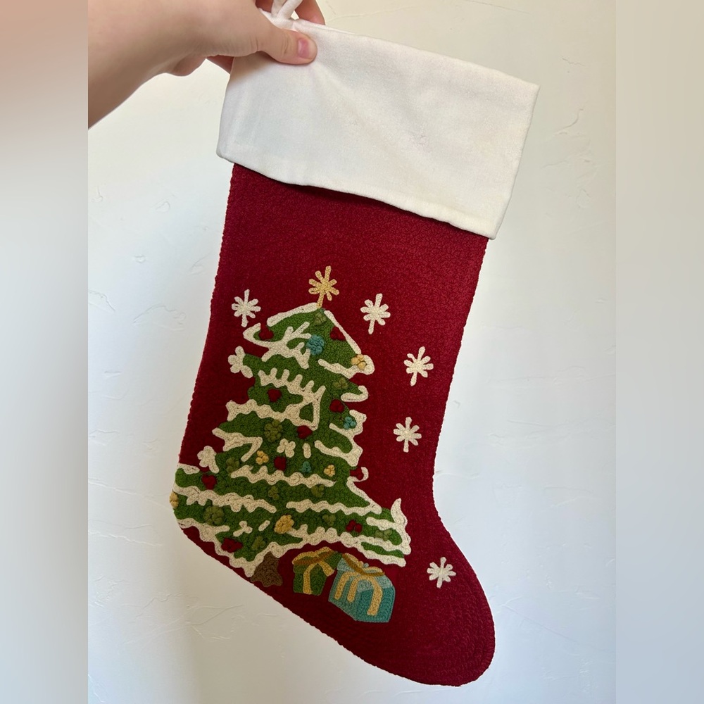 Pottery Barn crewel Christmas Stocking